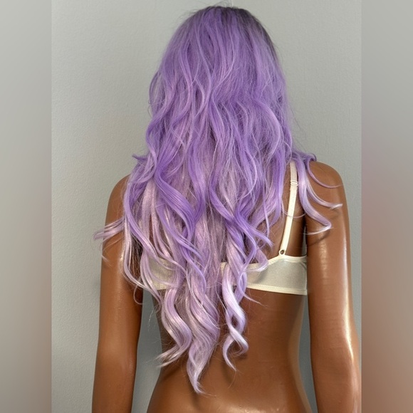 Sensationnel Balayage Violet Wig Ombré Purple Curled Wavy Lace Front Dark Roots - Picture 3 of 16